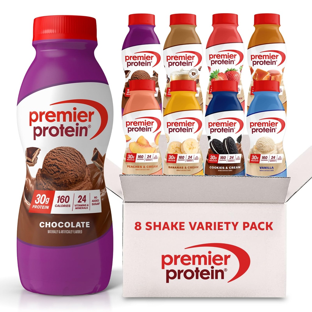 Premier Protein Shakes, 8 Flavor Variety Pack, 30g Protein, 1g Zucchero, 24 Vitamine & Minerali, Nutrienti per sostenere la salute immunitaria 11,5 Fl Oz (8 Pack)