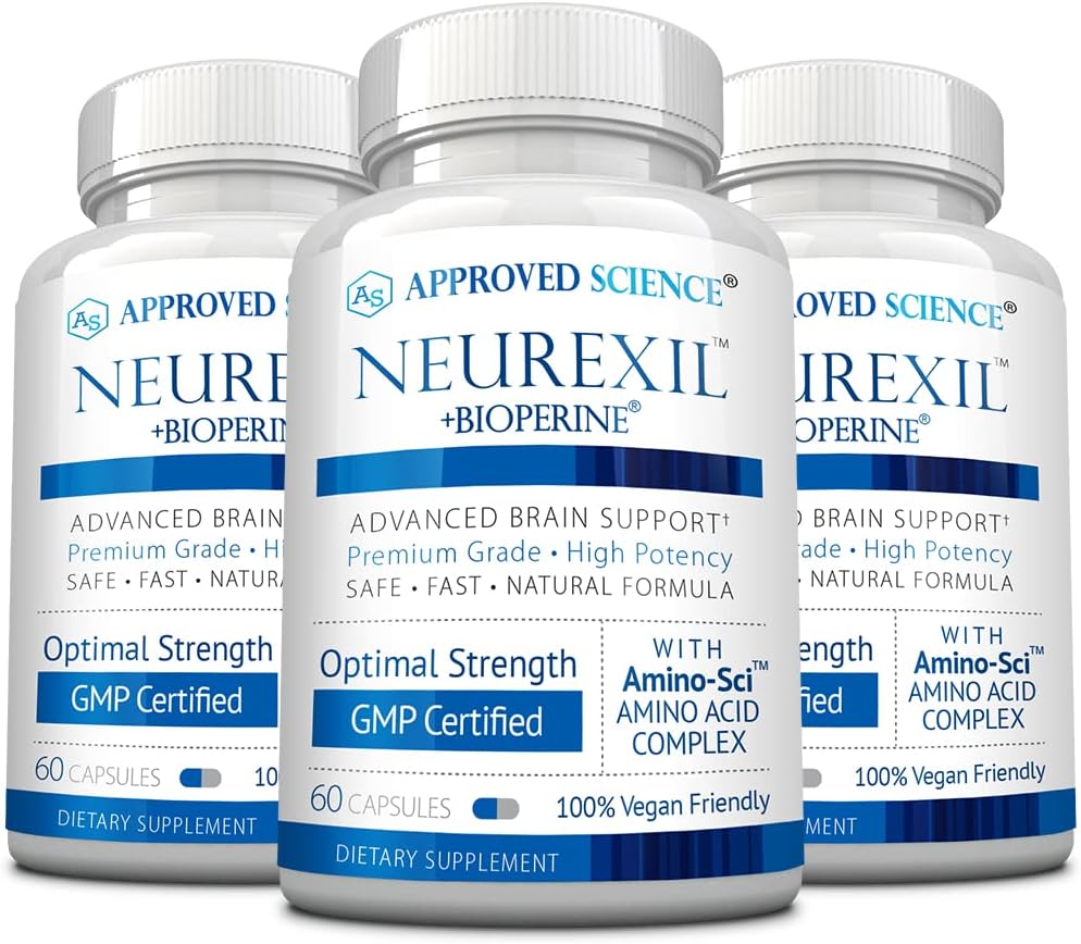 Scienza approvata Neurexil - Supporto nootropico naturale con DMAE - Migliorare la funzione del cervello, Sharpen Clarity, Boost Memory - L-tirosina, Ginkgo Biloba, Huperzine A, BioPerine - 3 mesi di alimentazione