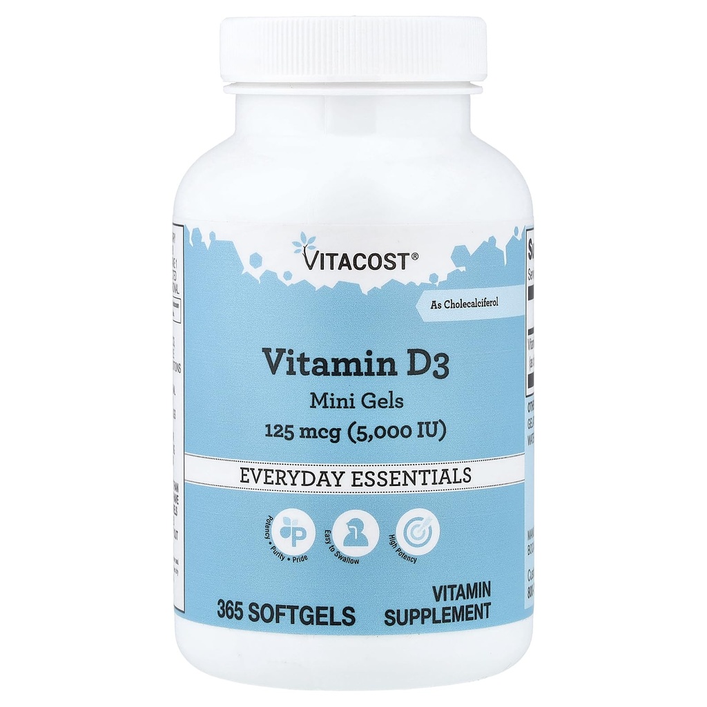 Vitacost Vitamina D3 (Colecalciferol) - 5000 Iu - 365 Mini Gel Softgel