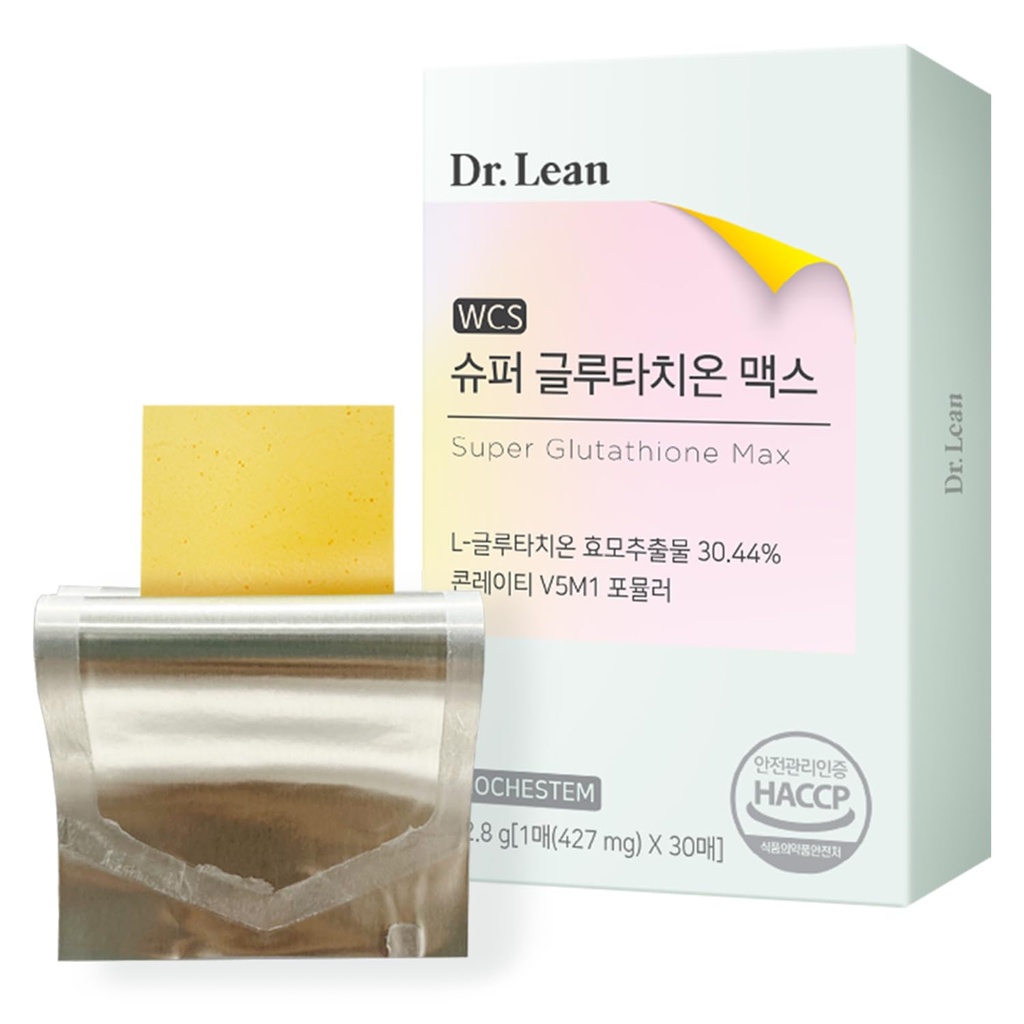 Dr. Lean Super Glutathione Max – 427mg Strisce di Glutathione ad alta potenza con niacina, collagene e acido ialuronico | ODF Fast-Melt, antiossidante, Skin & Liver Support, K-Beauty, Made in Korea (30 strisce)