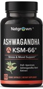 Natgrown Ashwagandha KSM 66 Supplemento 600 mg - Stress, Mood, & Athletic Support - Organic KSM66 Root Extract with 5% Withanolides - Vegan Capsules - 60 Count