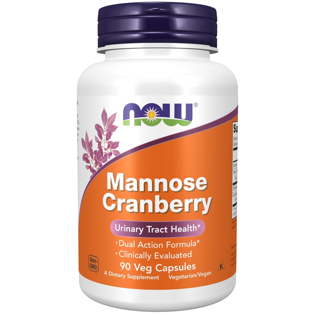 NOW integratori alimentari, mirtillo mannosio, doppia azione Formula*, clinicamente valutato, salute del tratto urinario*, 90 capsule di veg