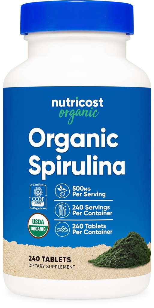 Nutricost Spirulina Organica 500mg, 240 compresse - Gluten Free, Non OGM