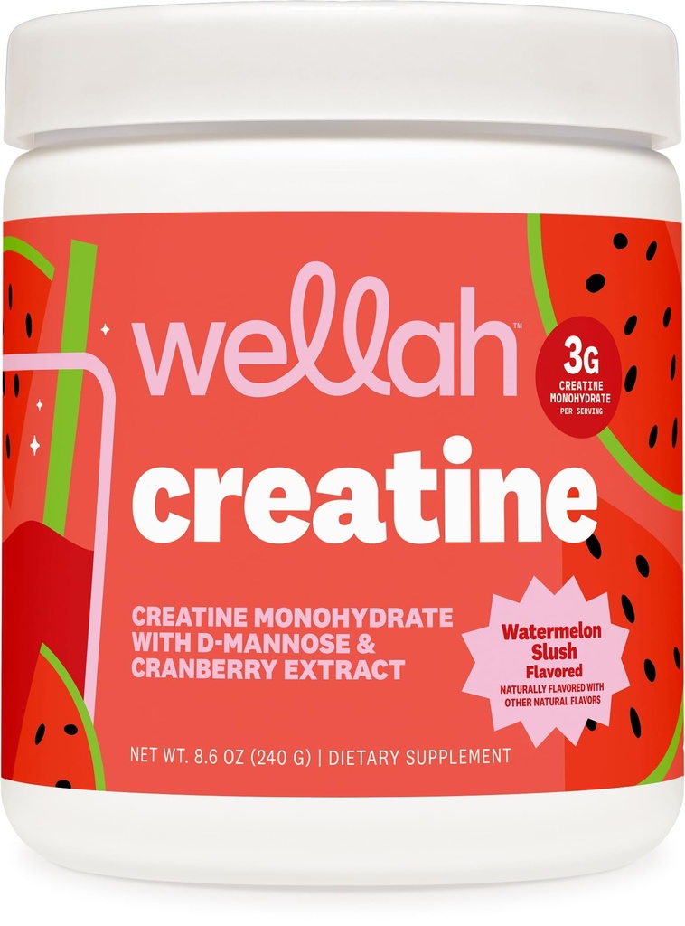 Wellah Creatina per le donne (50 Serve, Watermelon Slush) - Creatina Monoidrato con Dandelion & Cranberry Extract