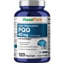 NusaPure PQQ Supplemento 40 mg, 120 capsule vegetali, Non OGM, Pyrroloquinoline Quinone Disodium Salt, Bioperine