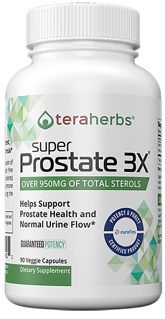 teraherbs Super Prostate 3X - Controllo della vescica, & Supporto per la prostata allargata & urinazione frequente - Integratori della prostata per gli uomini - 90 capsule