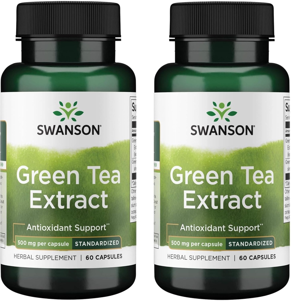 Estratto di tè verde Swanson 500 mg 60 capsule (2 pacchetto)