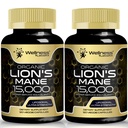 Leoni Mane Supplemento capsule - 120 Conte - Mushroom Supplement, Brain Supplements for Memory and Focus, Lion's Mane Mushroom Capsules - Cognitive & Immune Support, Focus Supplement - 2 Pack