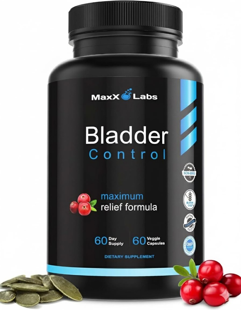 Integratore di controllo della vescica - Pillole di controllo della vescica iperattiva - Potente miscela di olio di semi di zucca, estratto di mirtillo e vitamina D3 - Trattamento di infezione del tratto urinario per le donne e gli uomini - 60Ct