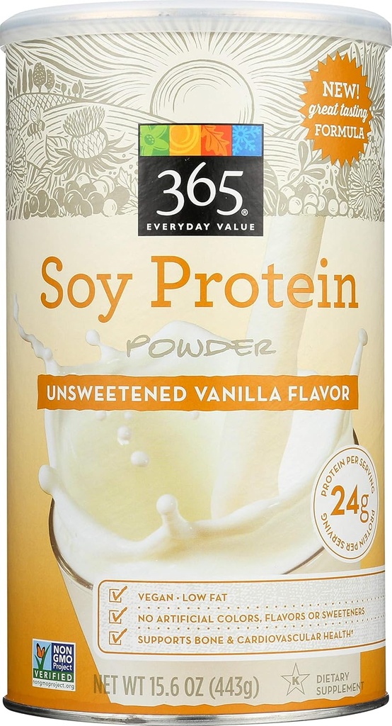 365 Valore giornaliero, Polvere di proteine di soia, aroma di vaniglia non zuccherato, 15.63 oz