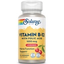 SOLARAY Vitamina B-12 1000mcg Lozenges con acido folico | Natural Cherry Flavor | Healthy Energy Support | 90CT
