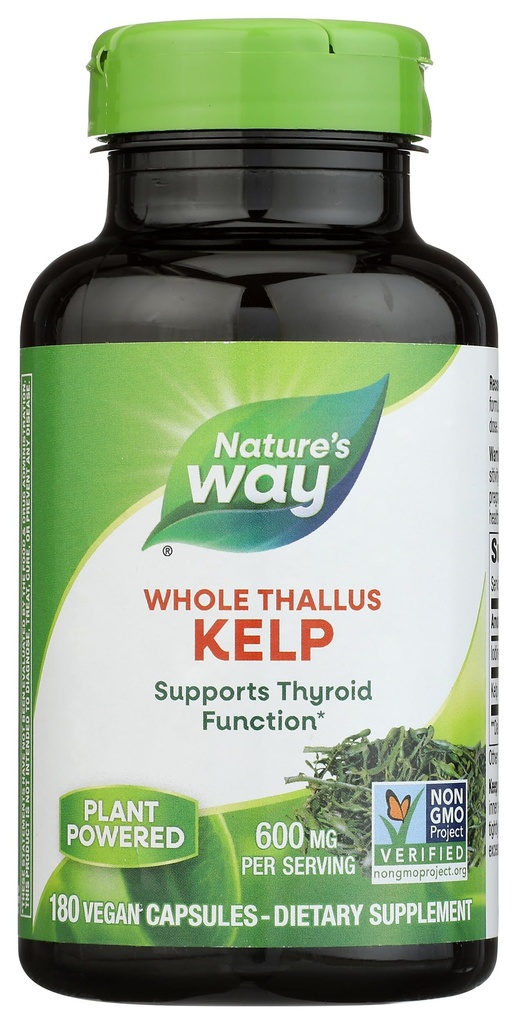 Natural's Way Kelp, supporta la funzione tiroide*, 600 mg per servizio, non OGM Project verificato, 180 capsule (Packaging May Vary)