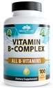 NaturaLife Labs Vitamina B-Complex con Vitamina C & Acido Folico – Include B1, B2, B3, B5, B6, B7, B9 & B12 – 100 capsule, Vegan, Non OGM, Gluten Free