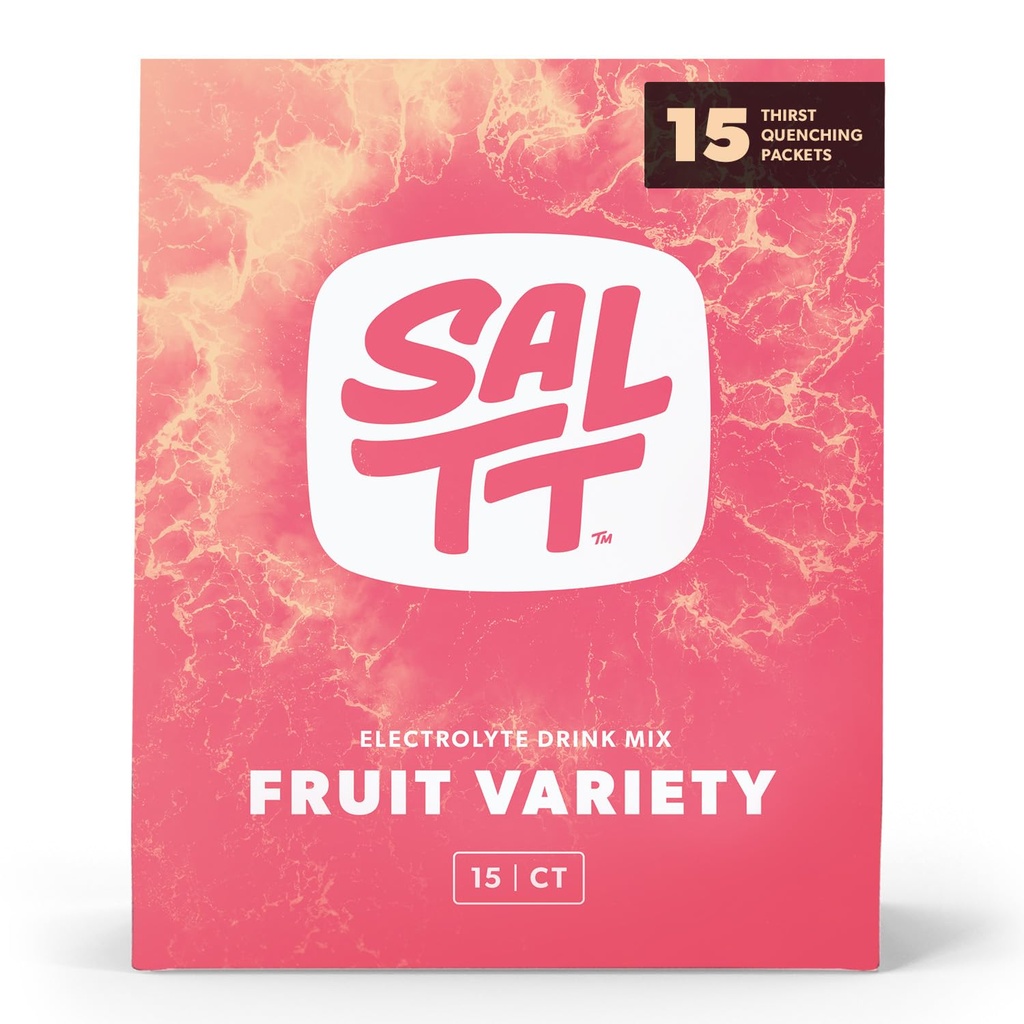 SALTT Electrolytes Powder Packets, Fruit Variety Pack (15 Packets) - Magnesio, Potassio, Sodio, Minerali di Trace - Vegan & Gluten Free - Viaggi Essentials - Made in USA