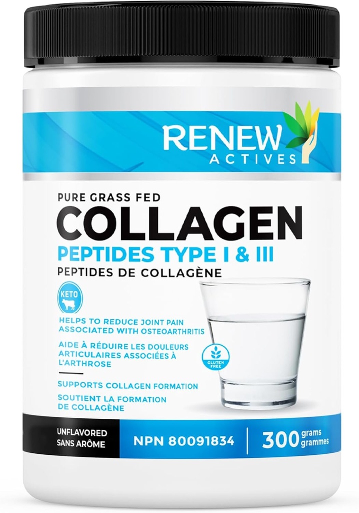 Peptidi di collagene idrolizzati 10G per porzione – Collage Premium Grass-Fed per pelle, articolazioni & capelli – 9.4g Protein – Supporta la formazione di collagene e il recupero del muscolo – Made in Canada