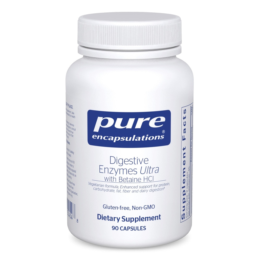 Enzimi digestivi Ultra con Betaine HCl - Integratore di enzimi digestivi vegetariani per sostenere proteine, carboidrati, fibre e digestione della latticini* - 90 capsule