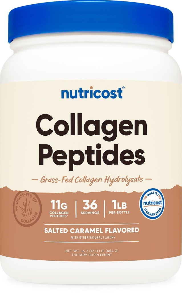 Peptidi di collagene di Nutricost Polvere 1LB (454 G) ( Caramel salato) - Idrolisato di collagene di bovini di erba