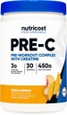Nutricost Pre-C Pre-Workout Complex con Creatina (Peach Mango | 30 Servings) Polvere - Boost Fintess Routines, 450g