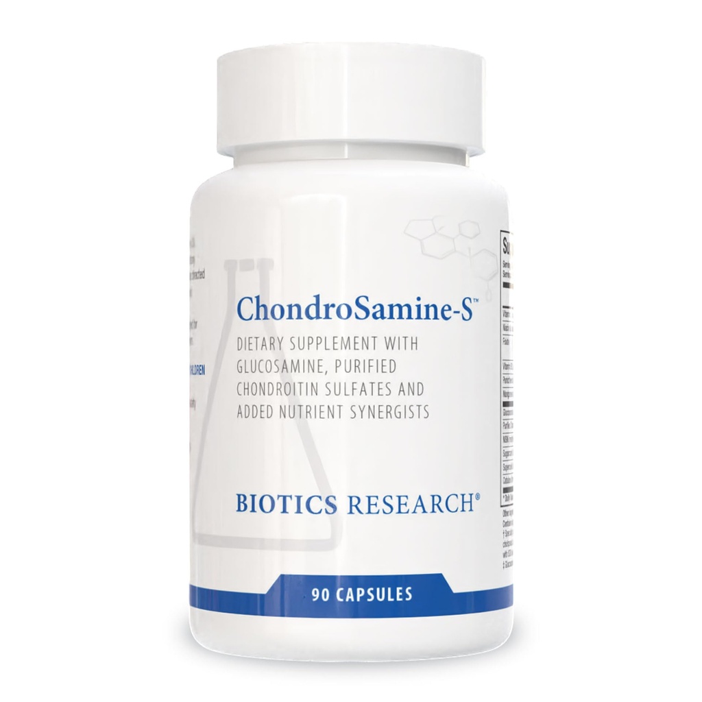 Biotics Research ChondroSamine S Supporto completo e tessuto connettivo, 600 Glucosamina Elementale, MSM, Vitamina C, Manganese, Niacina, Acido Pantotenico, Folate, B12, SOD, Catalasi 90 Caps