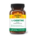 Country Life L-Carnitine 500mg – 60 capsule vegane | Supporta la produzione di energia e il metabolismo grasso | Include la vitamina B6 per l'utilizzo | Gluten-Free, Certificato Vegan Aminoacido supplemento