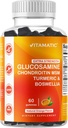 Vitamatic Extra Strength Glucosamine Chondroitin Gummies con MSM, Turmeric & Boswellia – 60 pectina-Based Gummies Advanced Joint Support Formula – Senza zucchero, Non OGM, Gelatin-Free