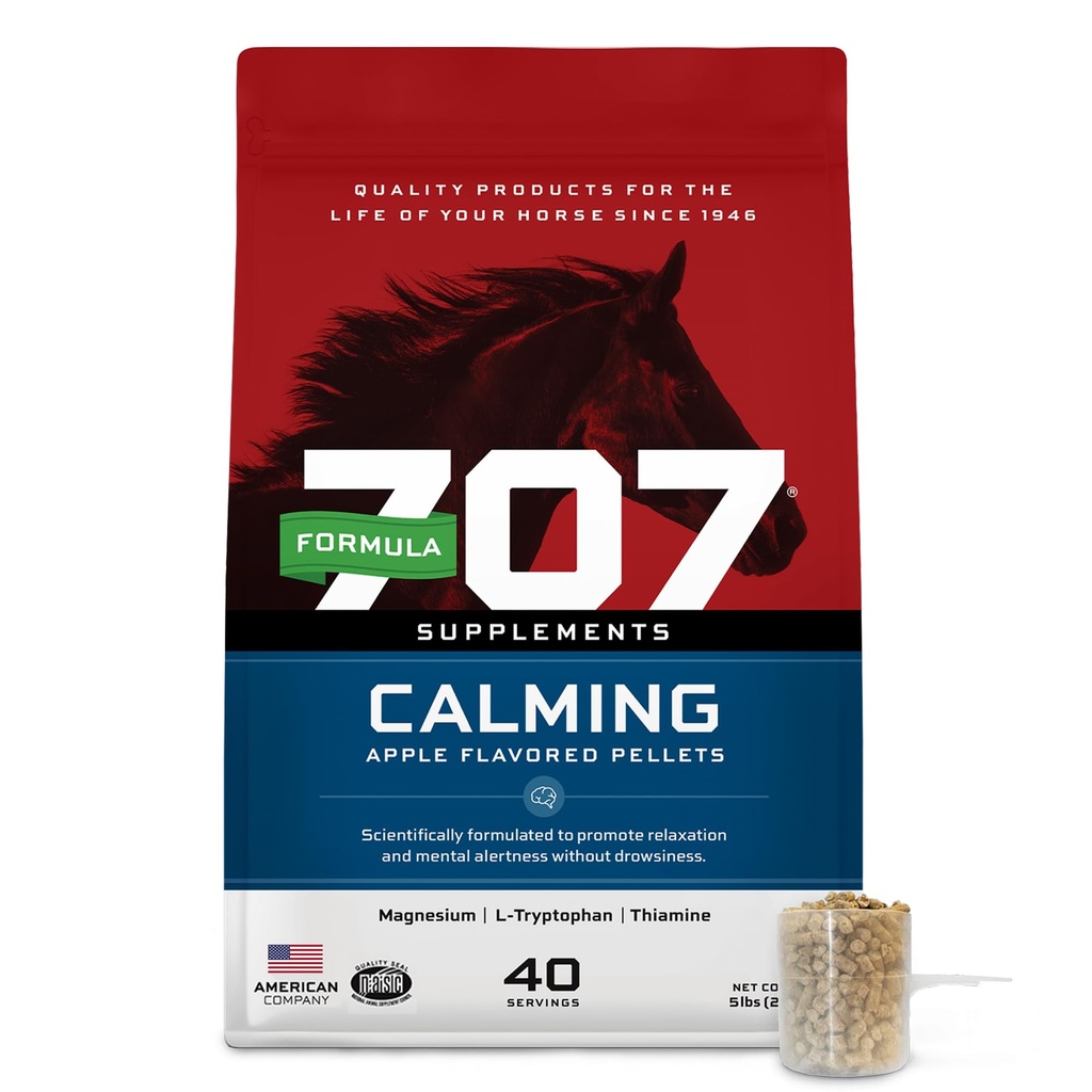 Formula 707 Calming Equine Supplemento 5LB Bag – Rilievo di ansia e messa a fuoco avanzata per cavalli – L-Tryptophan, Thiamine & Magnesio