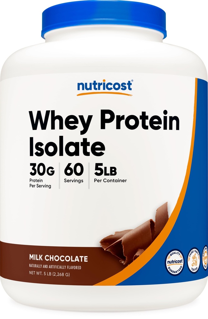Polvere isolata di proteine del siero di Nutricost (cioccolato di latte) 5LBS