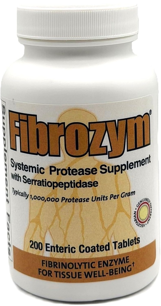 Naturalmente Vitamine Fibrozym Systemic Protease Supplemento con Serratiopeptidase, 200 compresse, N10051