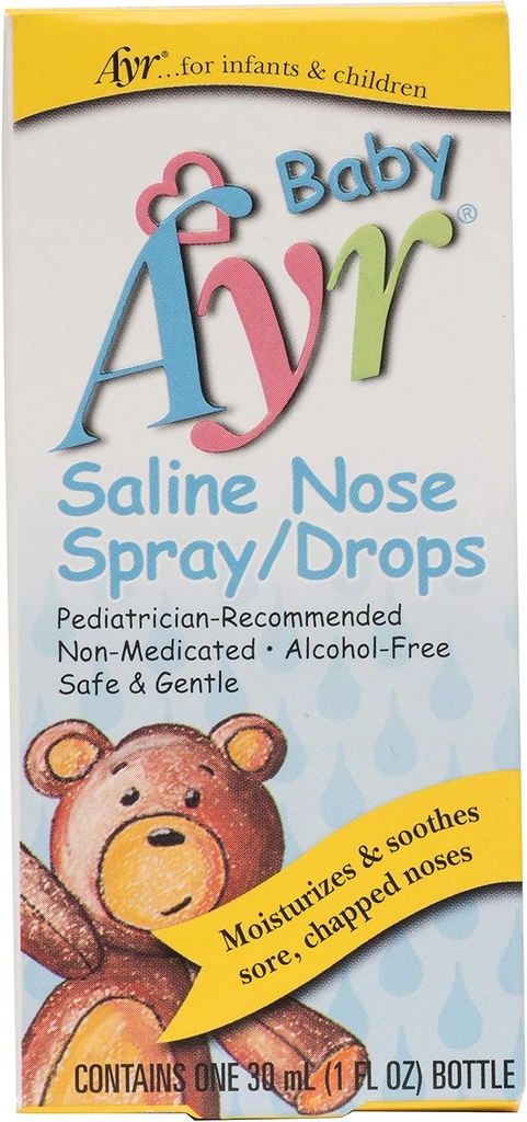 Baby Ayr Saline Nose Spray/Drops, Bottiglie spray 1 Fl Oz (Pack of 1)