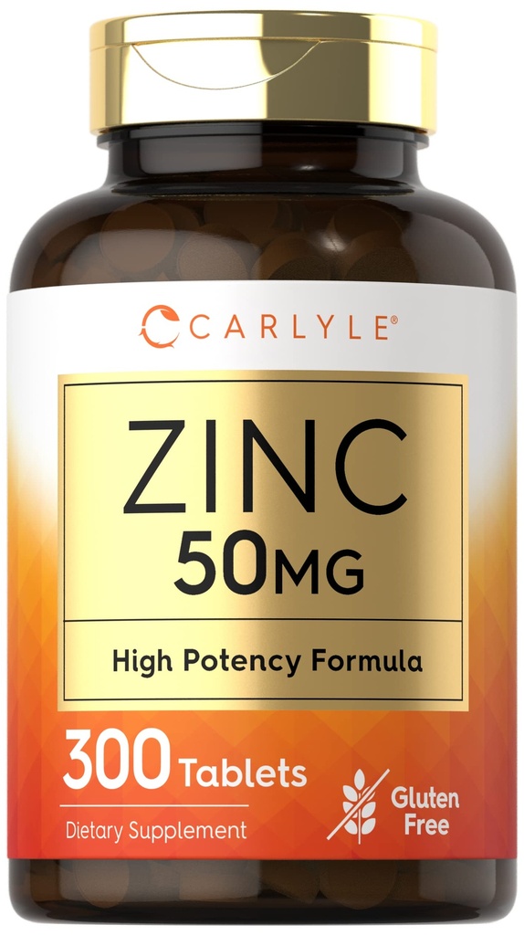 Carlyle Zinc 50mg | 300 compresse | Vegetariano, Non OGM e Gluten Free Supplement | Zinc Gluconate | Formula ad alta potenza