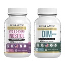 Swiss Activa+ DIM & Myo-Inositol Bundle – Supporto per l'equilibrio dell'ormone & PCOS per le donne – Ciclo mestruale, umore, estrogeno e salute ovarica – alimentazione di 60 giorni