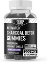 Gummie di carbone attivo di grado Premium - Supplementi di carbone di cocco per il supporto di disintossicazione, salute orale, stomach & digestione - Sicuro per i bambini - No Bloat Vegan Gummy - Natural Acai Flavor (60 Conte)