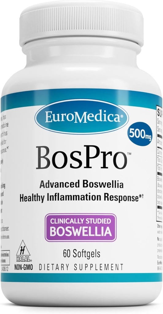 EuroMedica BosPro - Boswellia Serrata Extract Supplemento - Integratore alimentare per il supporto polmonare sano - Formula di supplemento di erbe - 60 Softgels