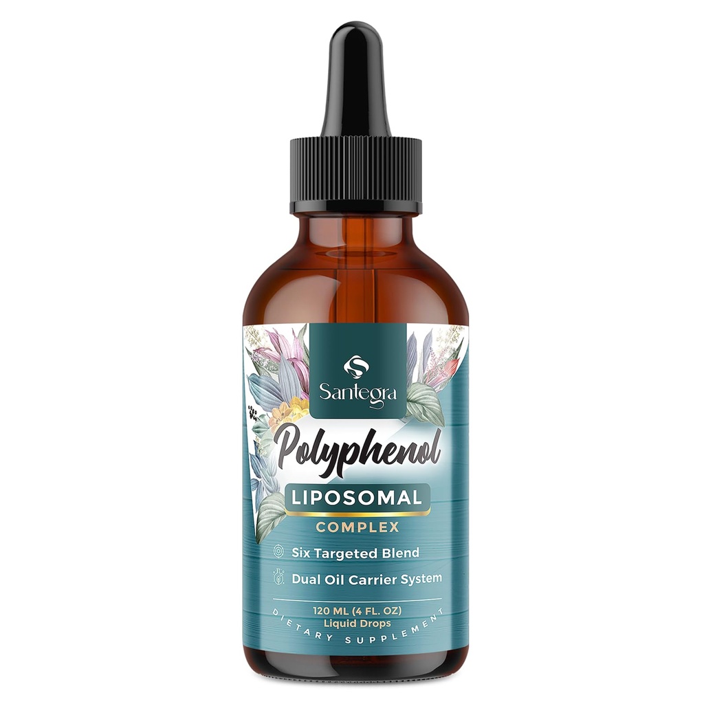 Polyphenols Supplement Liposomal, Oltre 27 Polyphenol Complex & potente antiossidante, con MCT & olio d'oliva, estratto di quercetina, estratto di bacche di Hawthorn, per la difesa dell'età, energia, immunitario, 120 ML