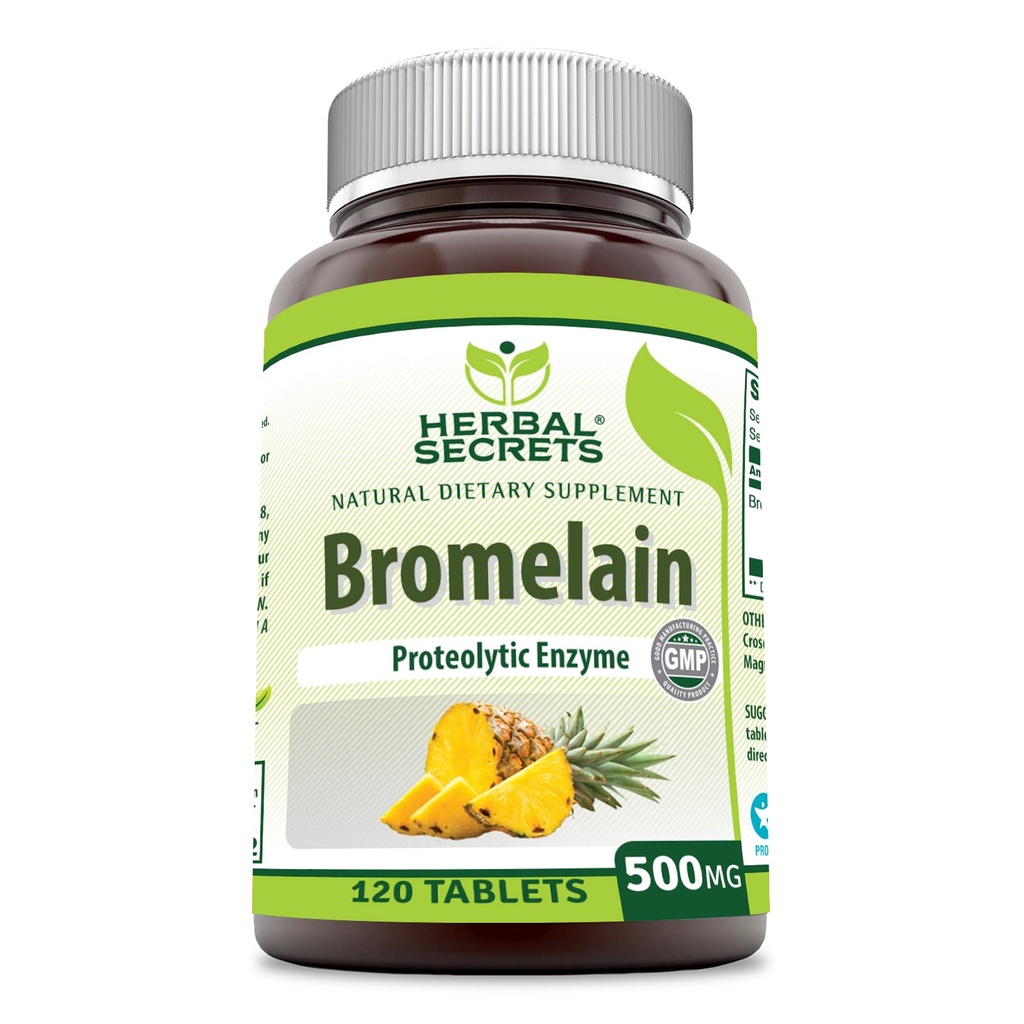 Herbal Secrets Bromelain Supplemento 500 Mg Tablets Supplemento | Non OGM | Gluten Free | Made in USA (120 Count)