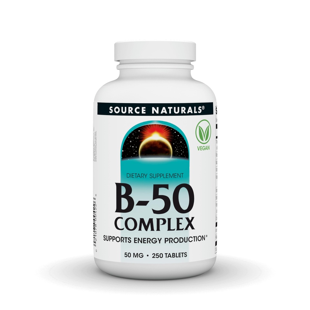 Fonte Naturals B-50 Complex 50 mg B-Vitamins per il supporto di produzione di energia - 250 compresse