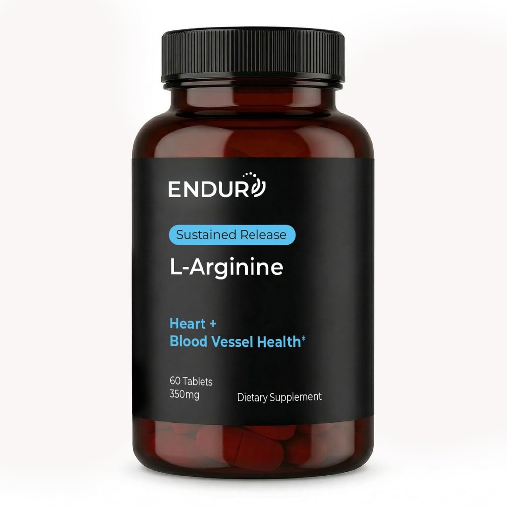 Endur L-Arginina Supplemento, aiuta a sostenere sano flusso sanguigno e funzione cardiaca, Esercizio Performance & salute immunitaria, senza glutine, 350mg (60 compresse)