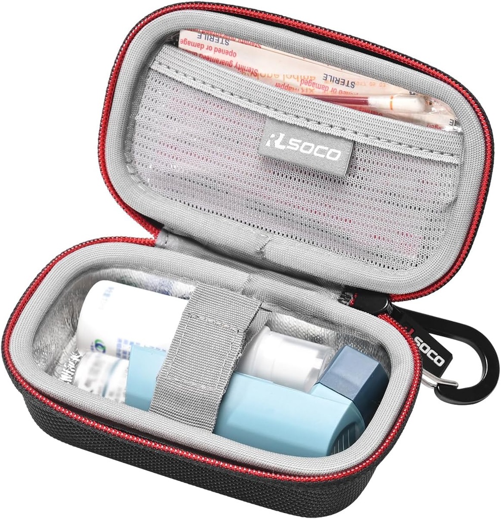 RLSOCO Caso di trasporto per adulti e bambini Asthma Inhaler - Nero (solo cassa)