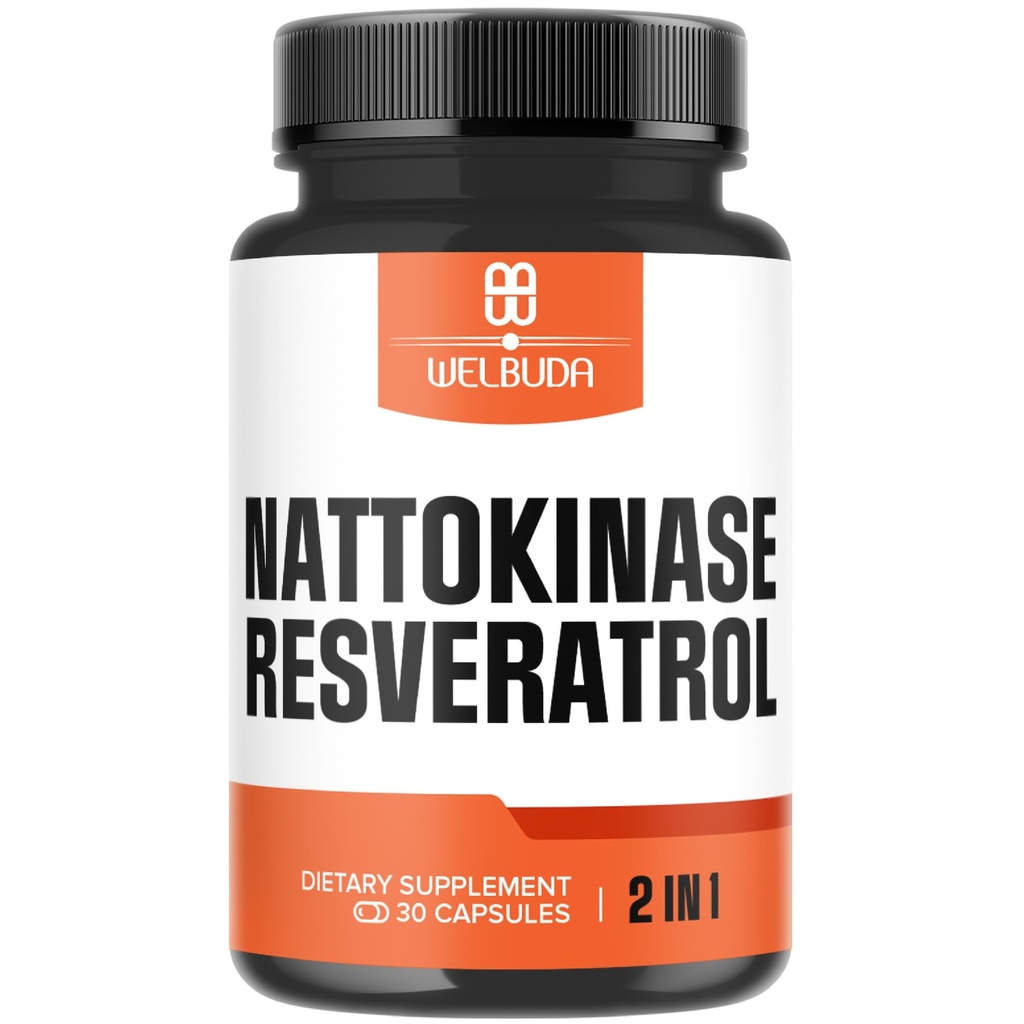 Nattokinase Supplemento 3300mg con Trans-Resveratrolo - Supporti per Sistema Immunità, Cuore sano e equilibrio del corpo - 30 Serve