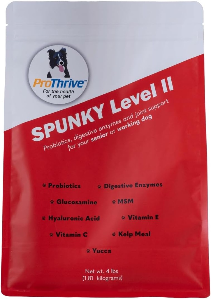 Spunky Livello II Hip e supplemento congiunto per cani, glucosamina per cani con MSM, vitamine del cane e integratori aiuta la digestione, supplemento congiunto del cane - 4LB