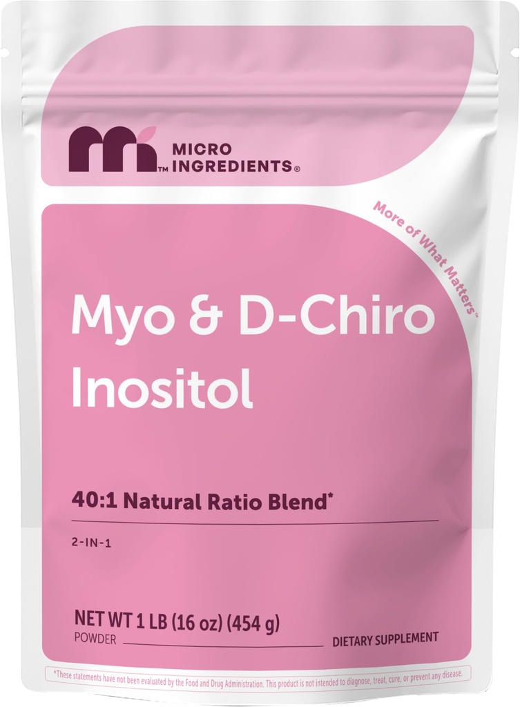 Micro Ingredienti Myo-Inositol & D-Chiro Inositol Powder, 1lb (221 Serve) | 40:1 Ideal Ratio Inositol Supplemento per le donne | Supporta l'equilibrio ormonale & Ovarian Health | Non-GMO, Vegan, Filler-Free