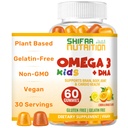 SHIFAA NUTRITION Halal Omega 3 per bambini con DHA Gummies per lo sviluppo del cervello, cuore e supporto immunitario, pianta-based, non OGM, Algae-Based DHA, Gluten & Gelatin-Free Kids Omega 3 Gummies, 30 Servings