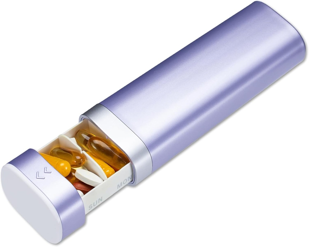 Organizzatore di pillole settimanali Betife 7 giorno, scatola di pillole giornaliere, caso di pillole di viaggio, carino titolare di pillole per tenere vitamine, medicine, integratori, organizzatore di pillole (Purple)