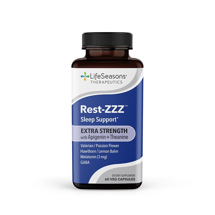 Rest-ZZZ Extra Forza - Supplemento di supporto per il sonno - Asleep & Stay Asleep - Calms Nervous System - Naturally Ease Muscle Tension & Restlessness - Melatonina a bassa dose GABA & Chamomile - 60 capsule