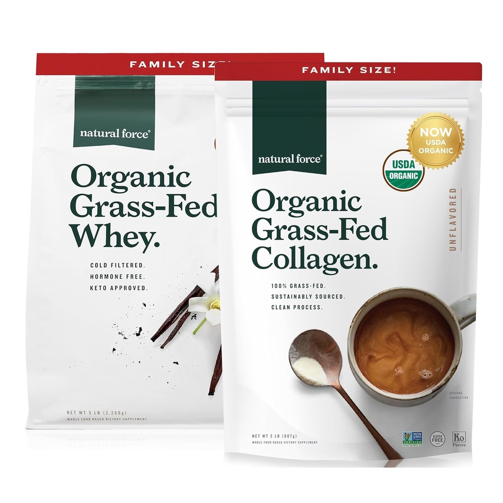 Polvere organica della proteina del siero di Whey dell'erba della forza naturale aroma 5 lb Peptides del collagene pulito organico polvere non aromatizzata, 32oz