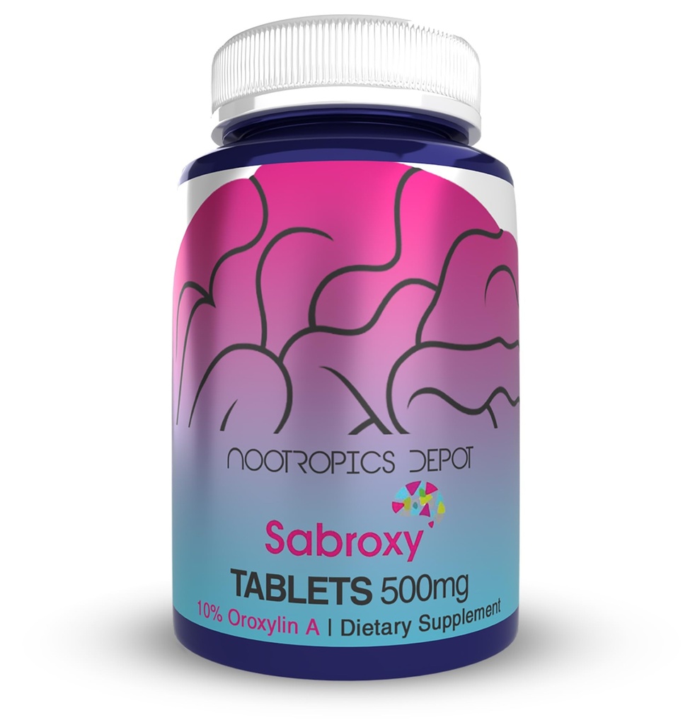 Nootropics Depot Sabroxy® Tablets | 500mg | 30 Count | Minimo 10% Oroxylin-A | Oroxylum indicum | Maggio Aiuto Promuovere Focus & Motivation | Maggio Aiuto Promuovere la funzione cognitiva