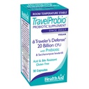 HealthAid TravelProbio 20 miliardi di CFU Probiotici – Saccharomyces boulardii + Prebiotico (FOS), Acid & Bile‐Resistant – Una volta-Daily Vegan, senza glutine, stabile a temperatura ambiente – Supporto digestivo di viaggio
