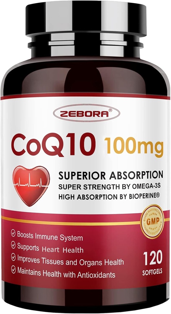 CoQ10-100mg-Softgels con PQQ, BioPerine & Omega-3, Coenzyme Q10 supplemento per l'assorbimento elevato, potente-antiossidante, cuore di supporto e produzione di energia