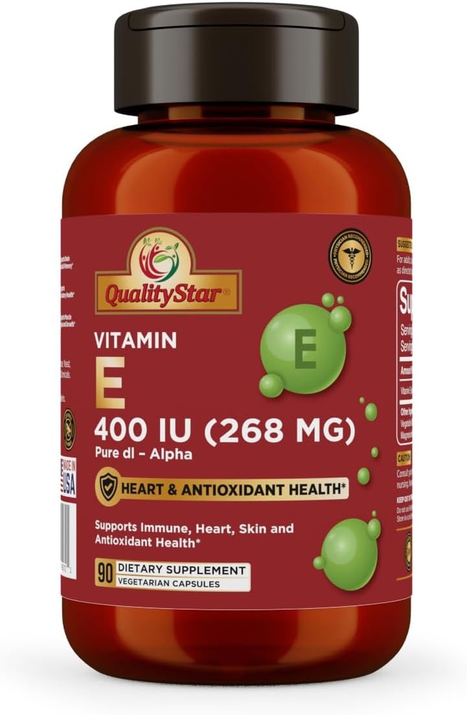 Vitamina E Capsule per Immune, Cuore, Pelle, & Salute Antiossidante - 100% Vegan Una volta Daily Capsule 90 Capsule di 400 IU (268 mg)
