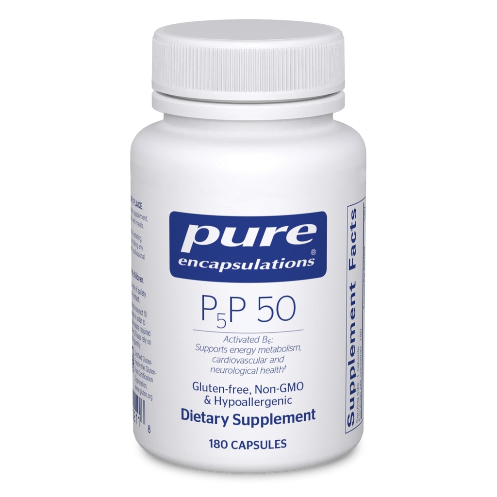 Pure Encapsulations P5P 50 - Vitamina attiva B6 - Supporta il metabolismo energetico e la salute del cervello* - Gluten Free & Non-GMO - 180 capsule